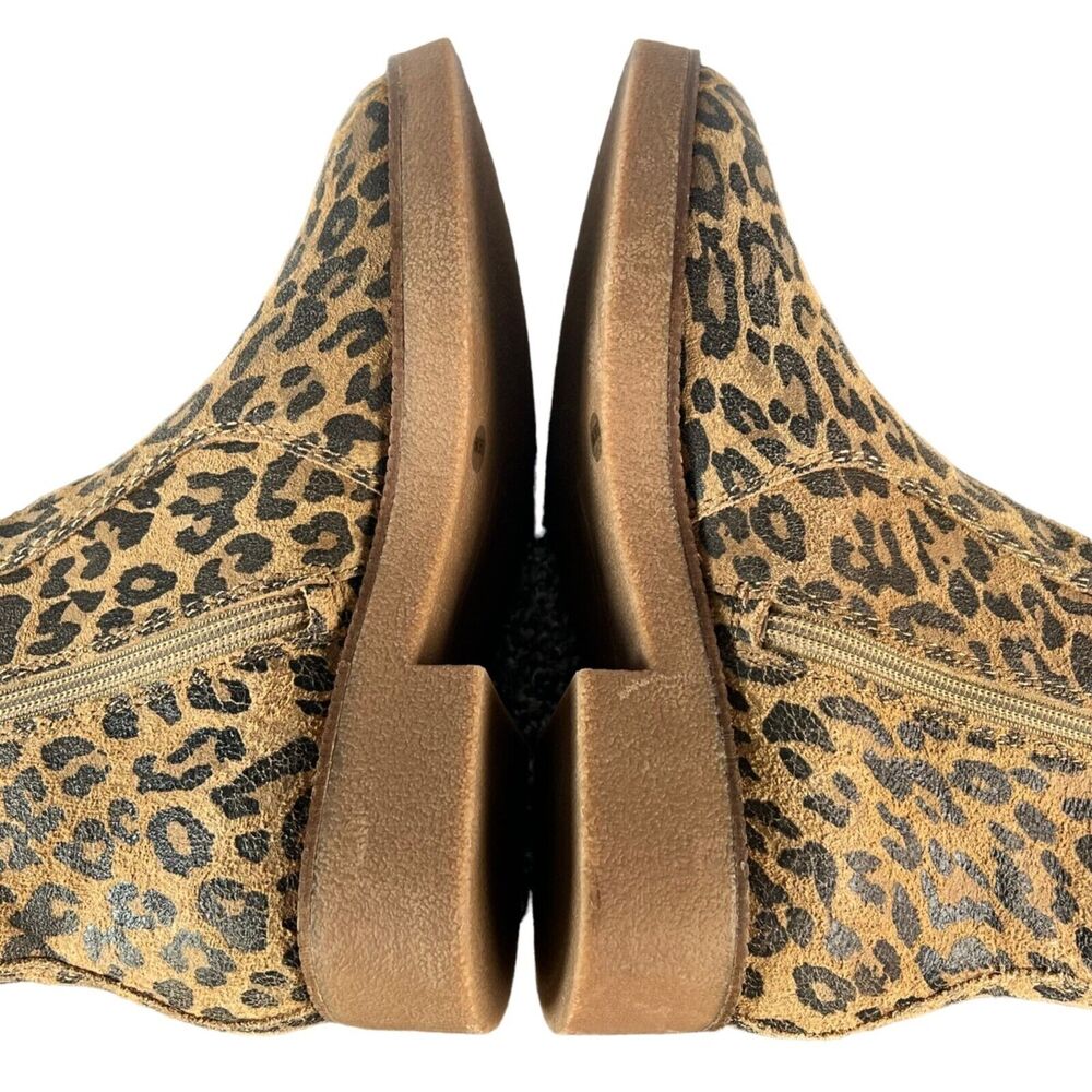 Lucky Brand Ressy Ankle Booties Womens 6M Tan Black Leather Animal Print Boots - Picture 8 of 16